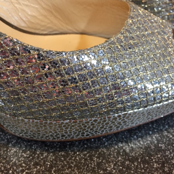 Jimmy Choo Silver “Nova” Peep Toe Heels - Picture 11 of 16